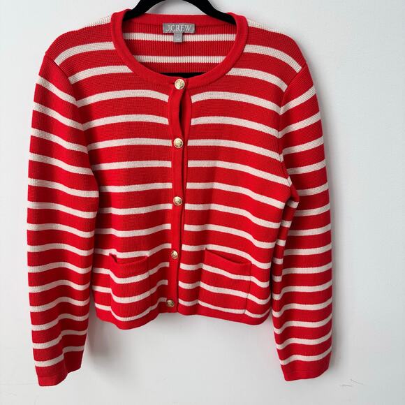 J.Crew Emilie Sweater Lady Jacket Cardigan Gold Button Large - Picture 3 of 5